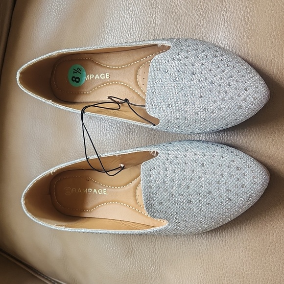 Rampage | Shoes | Rampage Rhinestone Smoking Shoe Loafers Slipon Silver ...